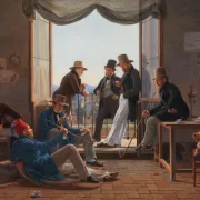 Constantin Hansen | En gruppe danske kunstnere i Rom - 1837 | Indrammet kunsttryk | Danmarks Guldalder | formida