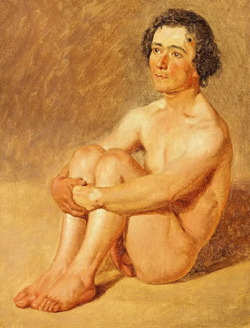Constantin Hansen – Ein sitzender Lazzaron 1838 | Giclée Kunstdruck gerahmt