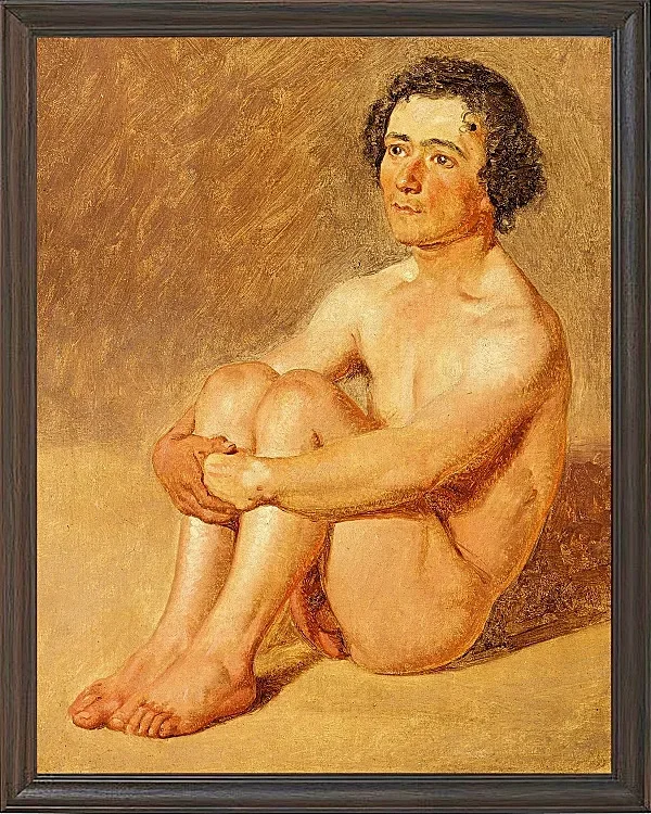 Constantin Hansen – Ein sitzender Lazzaron 1838 | Giclée Kunstdruck gerahmt