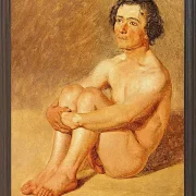 Constantin Hansen – Ein sitzender Lazzaron 1838 | Giclée Kunstdruck gerahmt