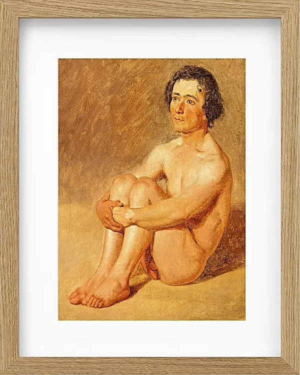 Constantin Hansen – Ein sitzender Lazzaron 1838 | Giclée Kunstdruck gerahmt