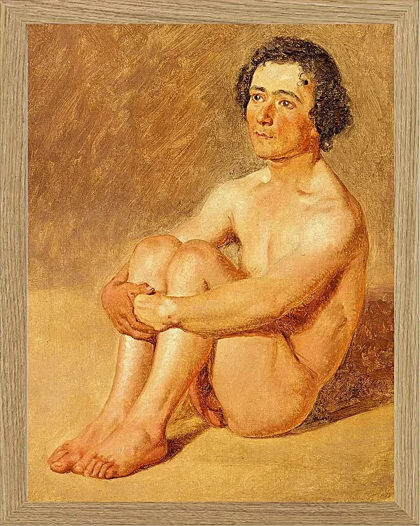 Constantin Hansen – Ein sitzender Lazzaron 1838 | Giclée Kunstdruck gerahmt