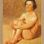 Constantin Hansen – Ein sitzender Lazzaron 1838 | Giclée Kunstdruck gerahmt