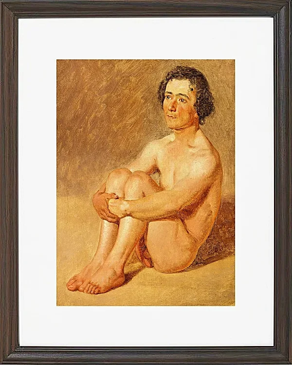 Constantin Hansen – Ein sitzender Lazzaron 1838 | Giclée Kunstdruck gerahmt