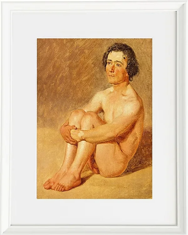 Constantin Hansen – Ein sitzender Lazzaron 1838 | Giclée Kunstdruck gerahmt