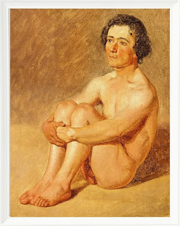 Constantin Hansen – Ein sitzender Lazzaron 1838 | Giclée Kunstdruck gerahmt