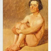 Constantin Hansen – Ein sitzender Lazzaron 1838 | Giclée Kunstdruck gerahmt