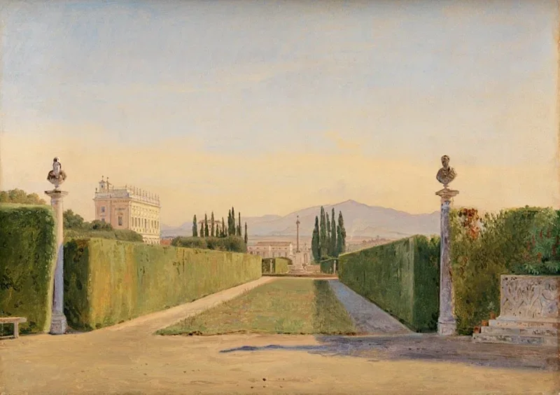 Constantin Hansen | In den Gärten der Villa Albani, Rom - 1841 | Gerahmter Kunstdruck | Goldenes Zeitalter Dänemark | formida