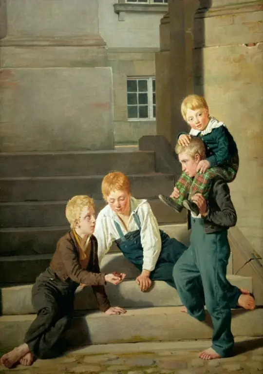 Constantin Hansen | Drenge der spiller terninger - 1834 | Indrammet kunsttryk | Danmarks Guldalder | formida