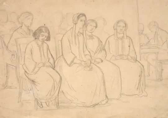 Constantin Hansen | I Hages under et foredrag af Høyen - 1850 | Indrammet kunsttryk | Danmarks Guldalder | formida