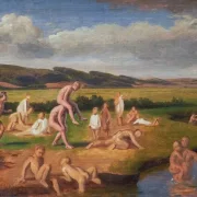 Constantin Hansen | Drenge bader og leger - 1853 | Indrammet kunsttryk | Danmarks Guldalder | formida