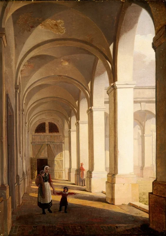 Constantin Hansen | Portik på Christiansborg Slot, København - 1826 | Indrammet kunsttryk | Danmarks Guldalder | formida