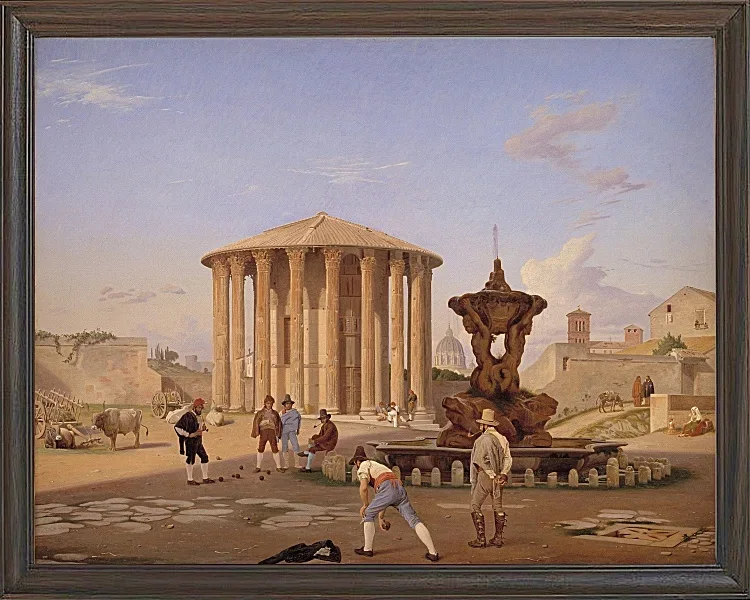 Constantin Hansen – Platz des Mundes der Wahrheit 1837 | Giclée Kunstdruck gerahmt