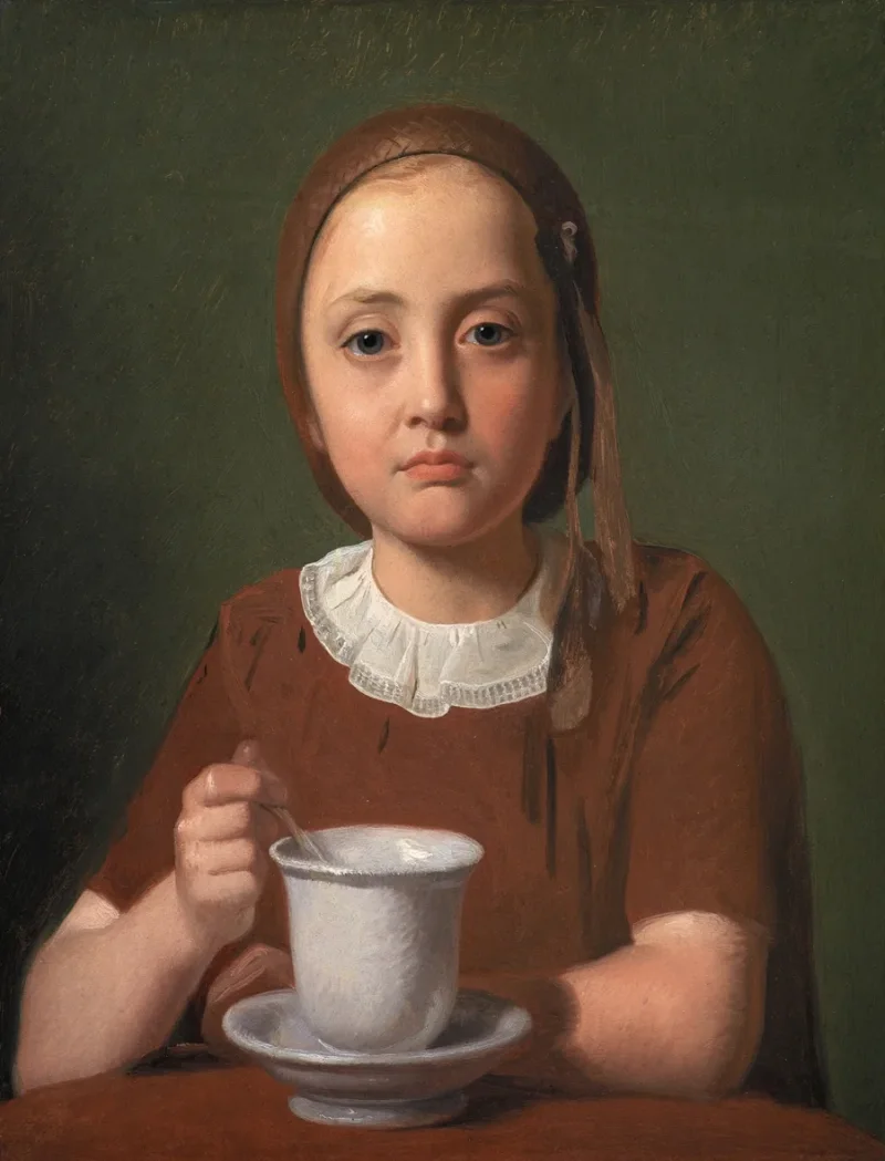 Constantin Hansen – Porträt eines kleinen Mädchens, Elise Købke 1850 | Giclée Kunstdruck gerahmt