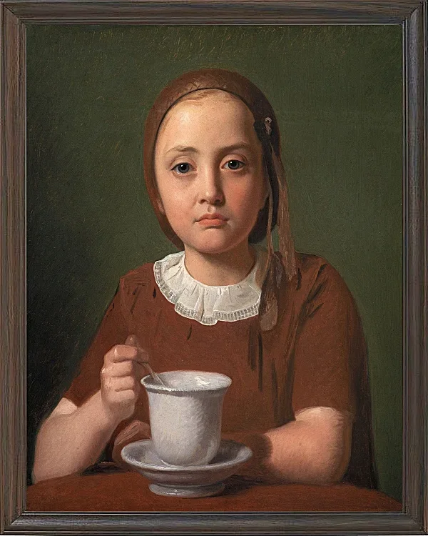 Constantin Hansen – Porträt eines kleinen Mädchens, Elise Købke 1850 | Giclée Kunstdruck gerahmt