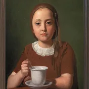 Constantin Hansen – Porträt eines kleinen Mädchens, Elise Købke 1850 | Giclée Kunstdruck gerahmt