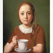 Constantin Hansen – Porträt eines kleinen Mädchens, Elise Købke 1850 | Giclée Kunstdruck gerahmt