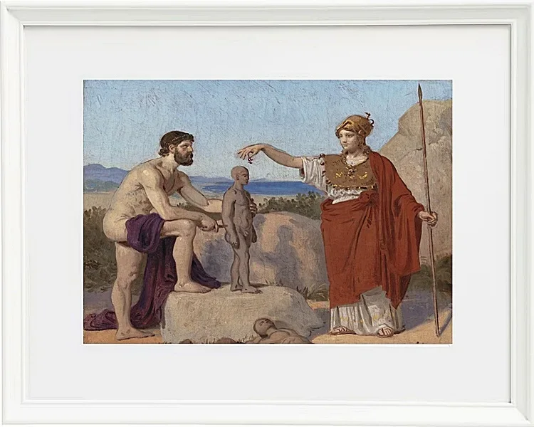 Constantin Hansen – Prometheus formt einen Mann aus Ton 1845 | Giclée Kunstdruck gerahmt