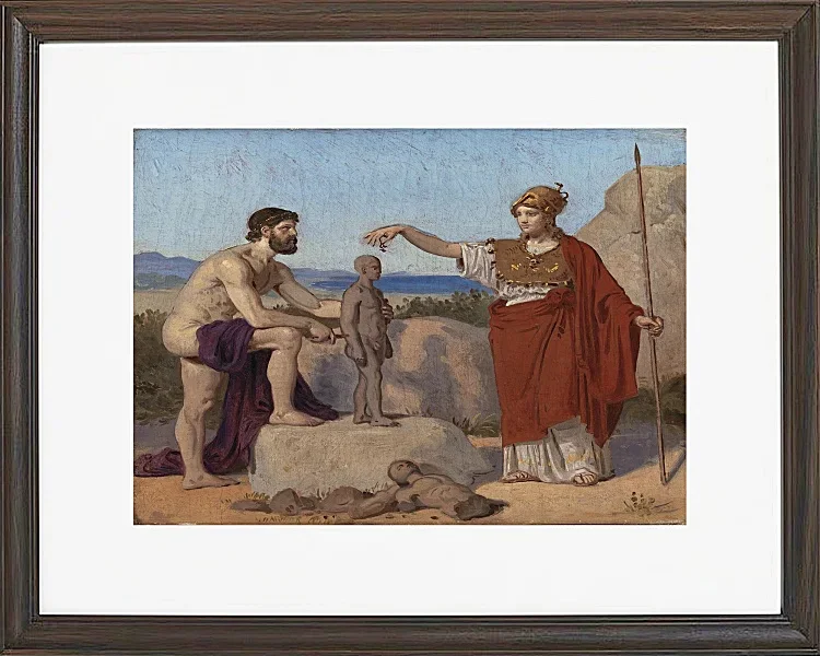 Constantin Hansen – Prometheus formt einen Mann aus Ton 1845 | Giclée Kunstdruck gerahmt