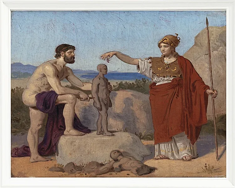 Constantin Hansen – Prometheus formt einen Mann aus Ton 1845 | Giclée Kunstdruck gerahmt