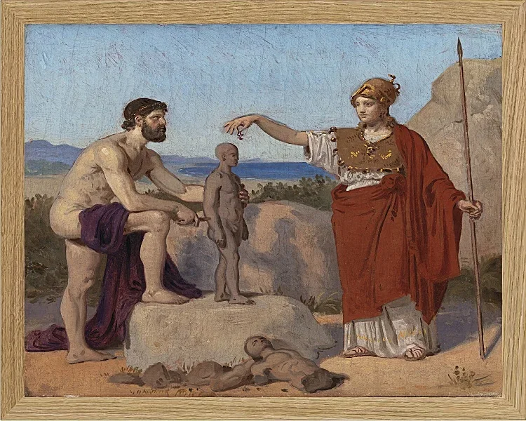 Constantin Hansen – Prometheus formt einen Mann aus Ton 1845 | Giclée Kunstdruck gerahmt
