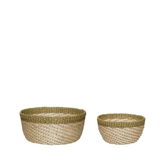 Palm Baskets Natural/Light green (set of 2)