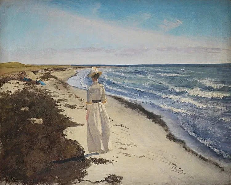 Dame am Strand von Karrebæksminde, Seeland - 1898