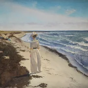 Dame am Strand von Karrebæksminde, Seeland - 1898