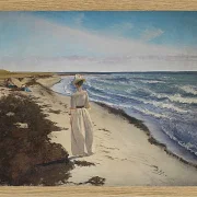 Dame am Strand von Karrebæksminde, Seeland - 1898