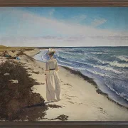 Dame am Strand von Karrebæksminde, Seeland - 1898