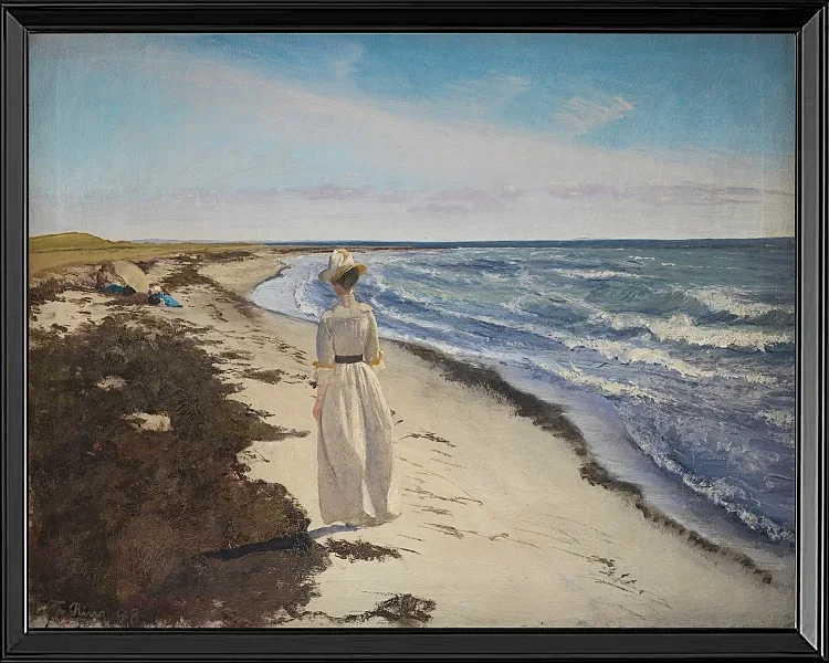 Dame am Strand von Karrebæksminde, Seeland - 1898