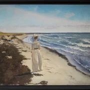Dame am Strand von Karrebæksminde, Seeland - 1898