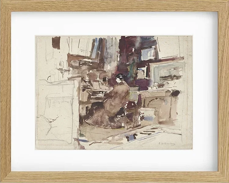 Dame im Atelier hinter Harmonium - 1867