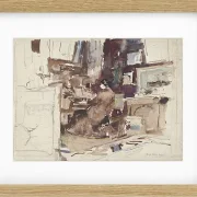 Dame im Atelier hinter Harmonium - 1867