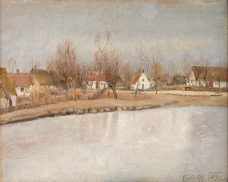 Der Dorfteich in Ring, Seeland - 1890