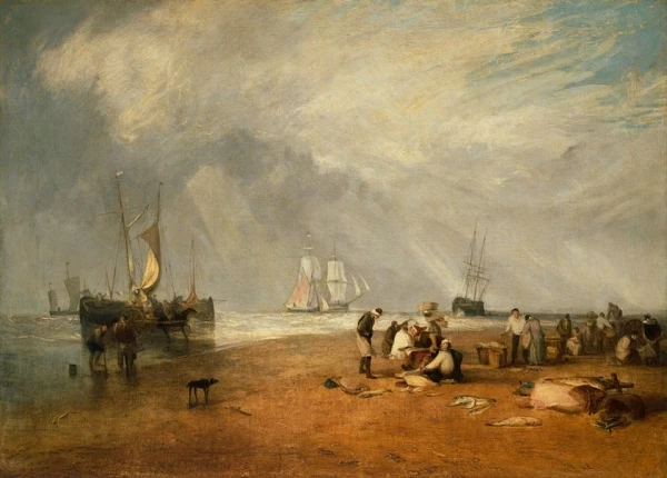 Der Fischmarkt am Hastings Beach – 1825