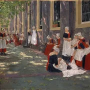 Der Hof des Waisenhauses in Amsterdam – 1881