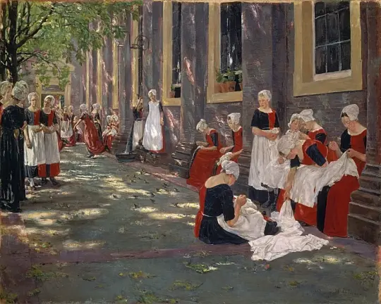 Der Hof des Waisenhauses in Amsterdam – 1881