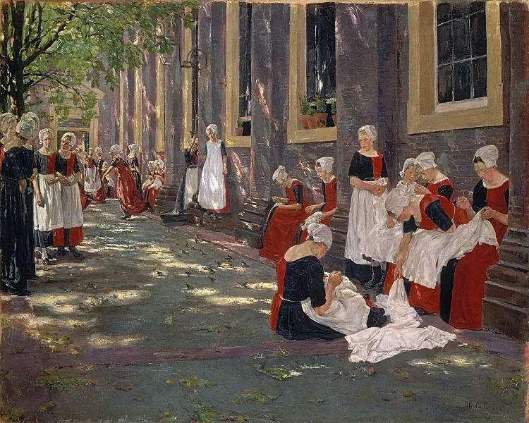 Der Hof des Waisenhauses in Amsterdam – 1881
