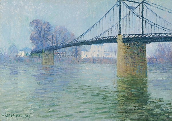 Die Hängebrücke in Triel - 1917