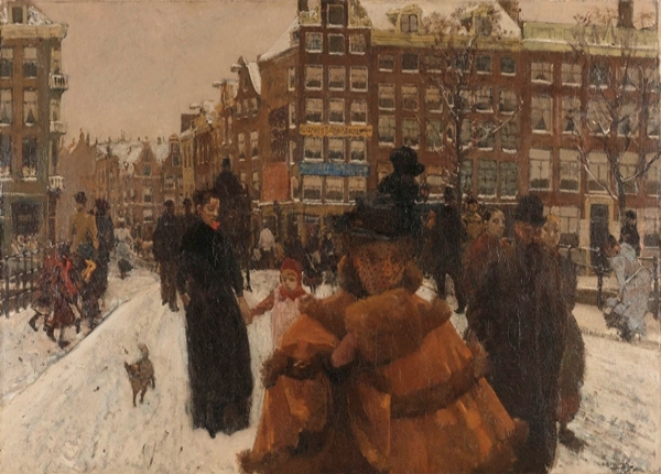 Die einzige Brücke an der Paleisstraat in Amsterdam - 1896