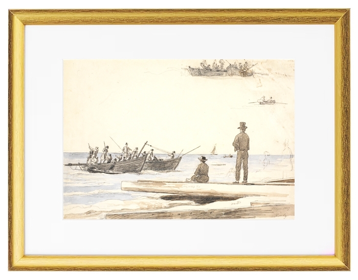 Zwei Fischerboote fahren zum Strand von Skagen – 1846