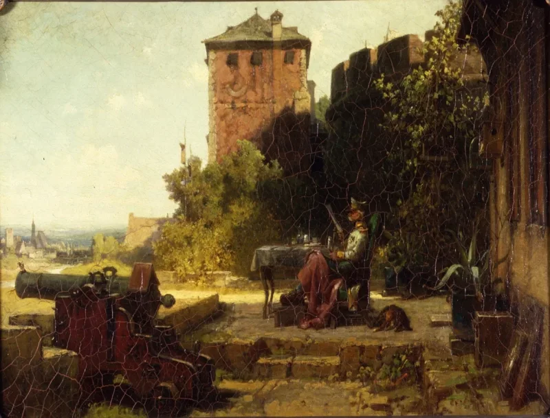 Carl Spitzweg – Der alte Festungskommandant 1860 | Giclée Kunstdruck gerahmt