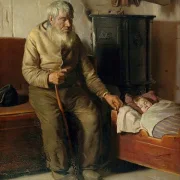 Der blinde Kristian kümmert sich um ein Kind – 1885