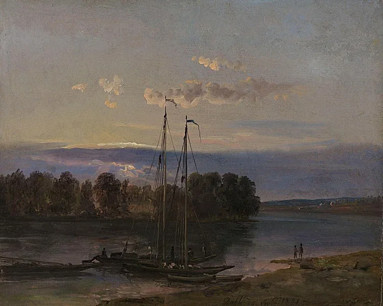 Die Elbe bei Sonnenuntergang - 1821