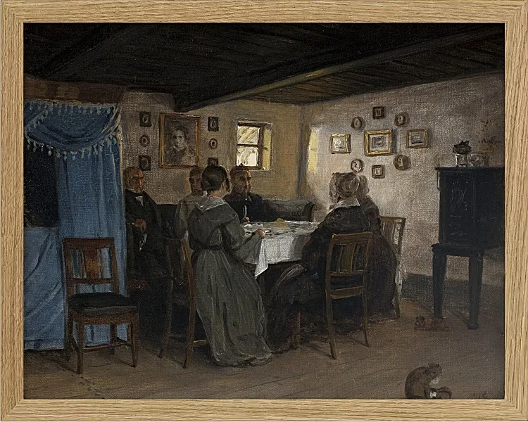 Die Freunde und Familie des Künstlers sitzen um einen Tisch – 1842