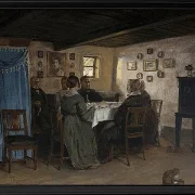 Die Freunde und Familie des Künstlers sitzen um einen Tisch – 1842