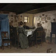 Die Freunde und Familie des Künstlers sitzen um einen Tisch – 1842