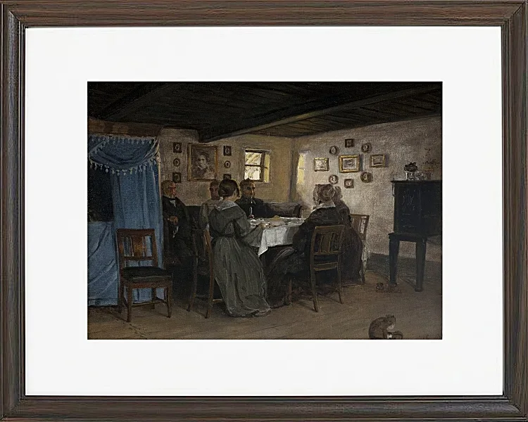 Die Freunde und Familie des Künstlers sitzen um einen Tisch – 1842