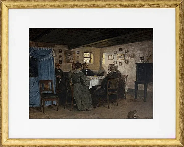 Die Freunde und Familie des Künstlers sitzen um einen Tisch – 1842